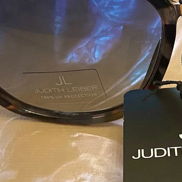 Judith Leiber New Danica Brown Abstract Design Large Cat Eye Shaped Sunglasses - Picture 5 of 6